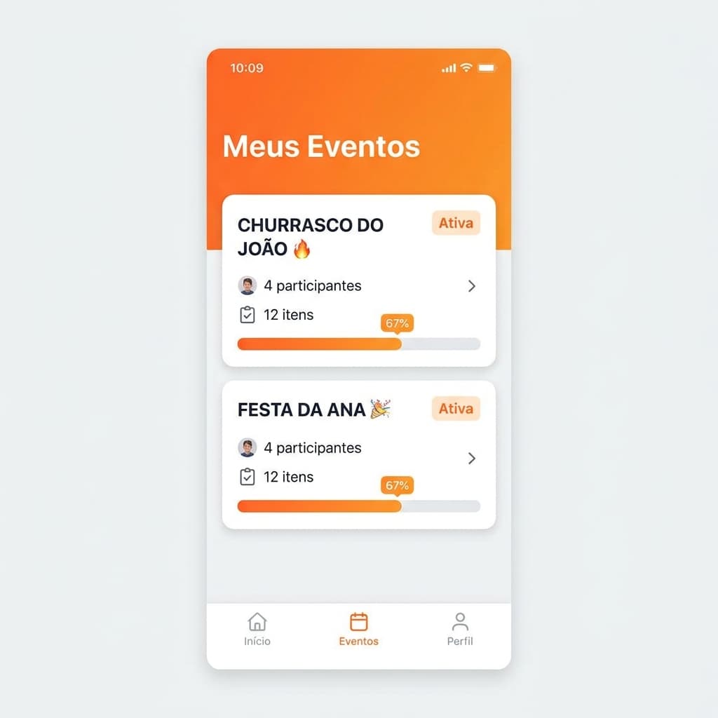 Painel de controle com suas listas